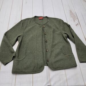 Vintage Geiger Austria green 100% pure boiled wool sweater lagenlook jacket